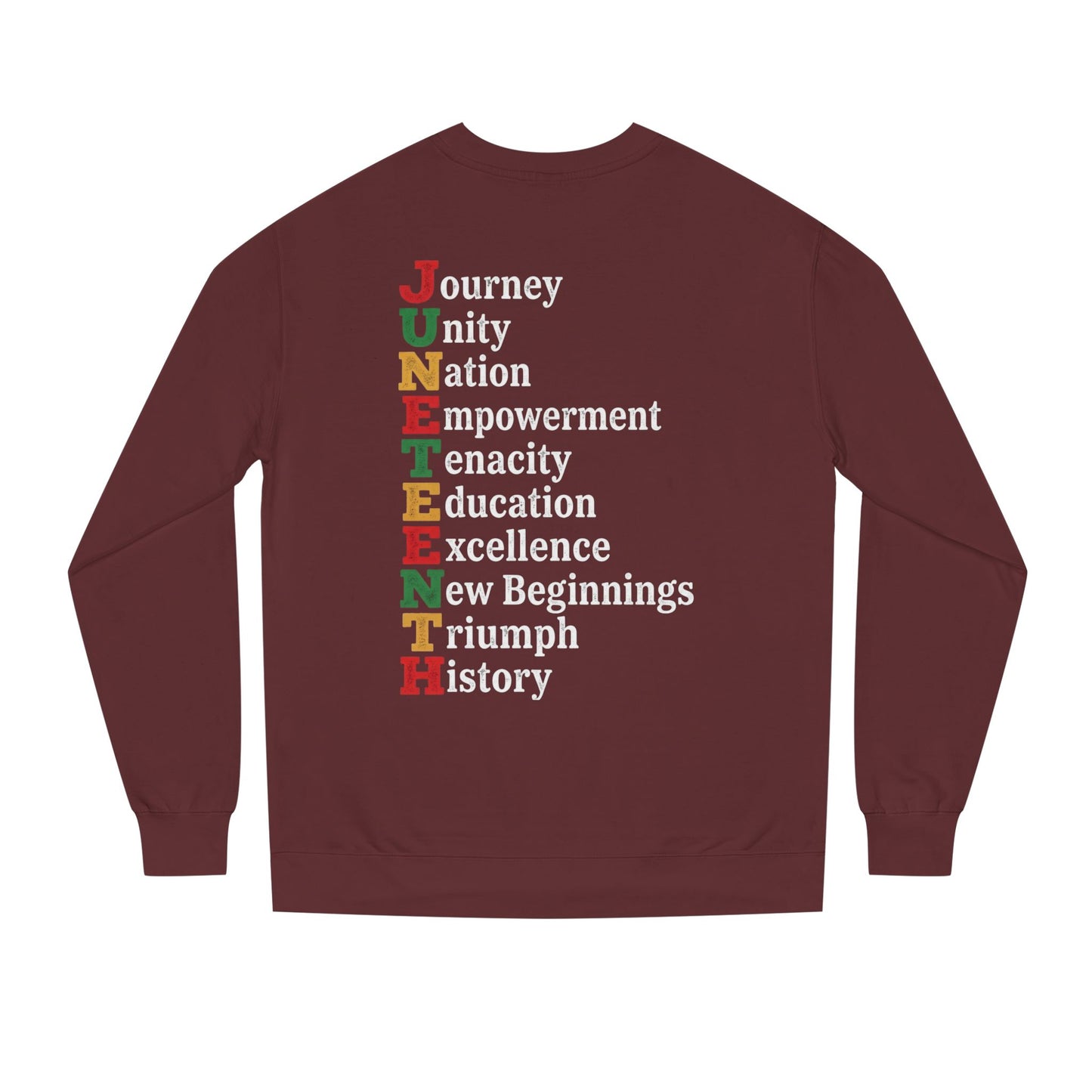 Juneteenth Crewneck Sweatshirt — "JUNETEENTH" Acrostic: Journey, Unity, Nation, Empowerment