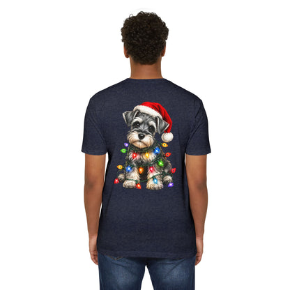 Schnauzer Puppy in Christmas Lights Tee
