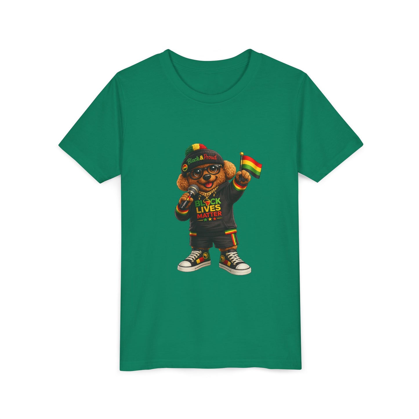 Youth Tee — Kid Bear Black Lives Matter Rasta Flag Shirt