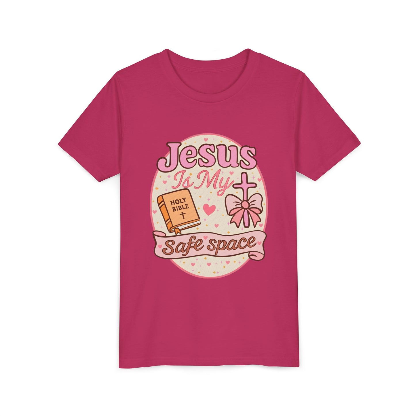 Youth Tee — "Jesus Is My Safe Space" Christian Kids T-Shirt