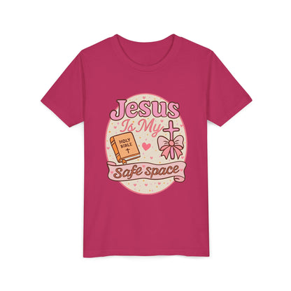 Youth Tee — "Jesus Is My Safe Space" Christian Kids T-Shirt