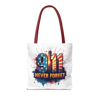 9/11 Never Forget Tote Bag — Patriotic Memorial Tribute Tote