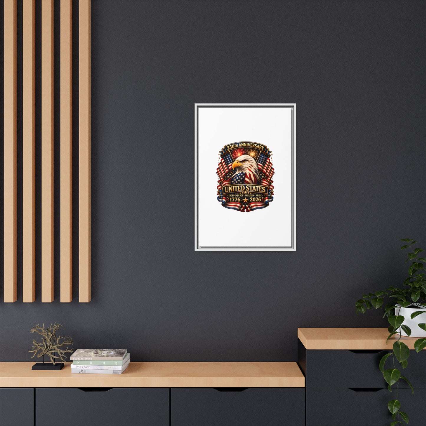 Patriotic Eagle 250th Anniversary Framed Canvas Print — United States 1776–2026