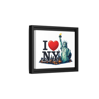 I Love NY Statue of Liberty Matte Framed Canvas