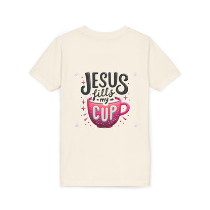 Jesus Fills My Cup Youth Tee — Christian Faith Kids Shirt