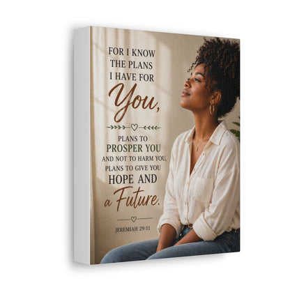Jeremiah 29:11 Canvas Wall Art — "For I Know the Plans I Have for You" Inspirational Stretched Canvas