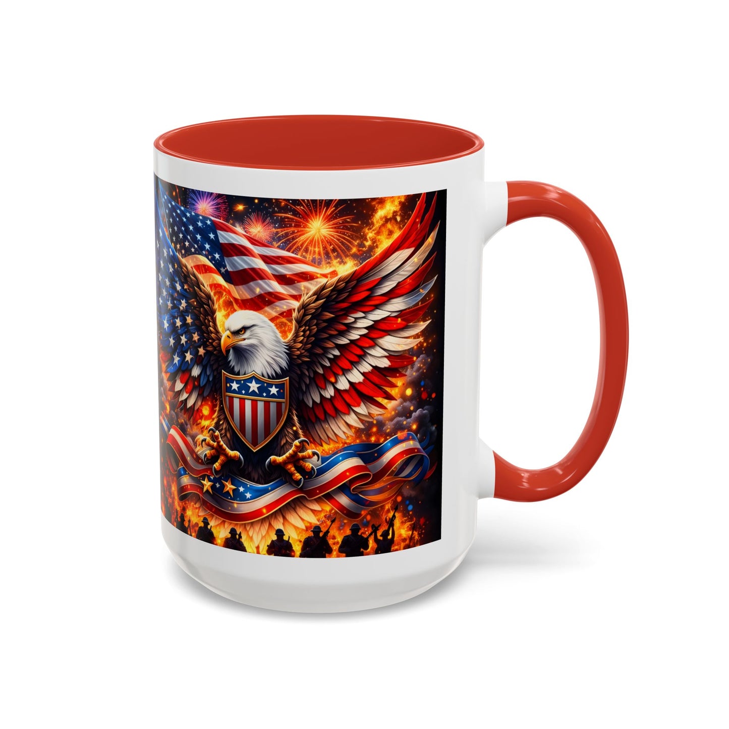 Patriotic Eagle Coffee Mug — American Flag Bald Eagle Accent Mug (11/15oz)