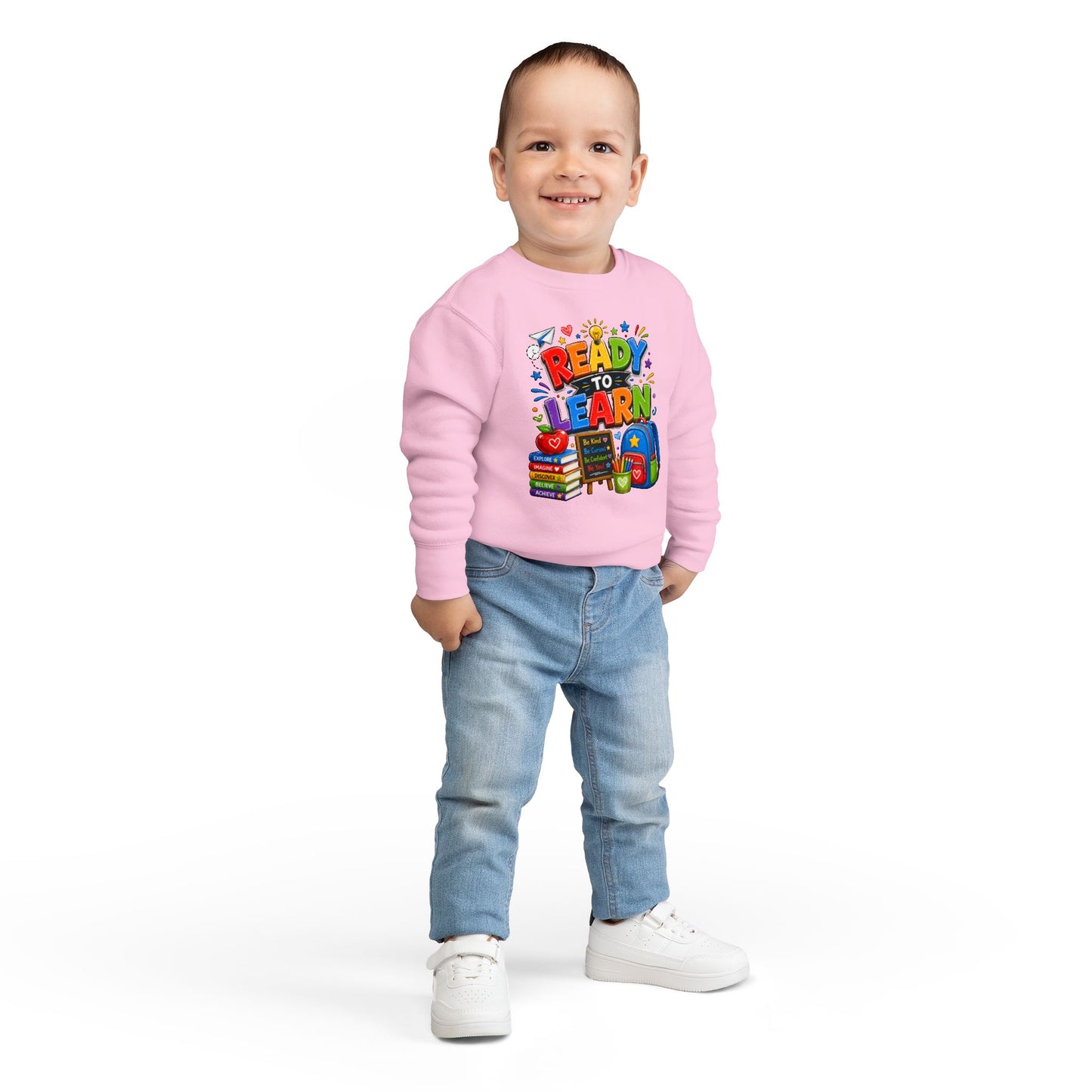 Ready to Learn Toddler Sweatshirt — Back to School Kids Crewneck
