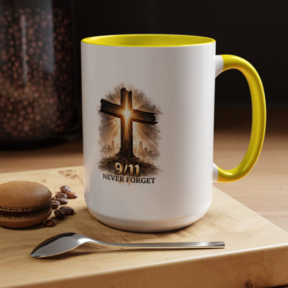 9/11 Never Forget Coffee Mug — Religious Memorial Accent Mug