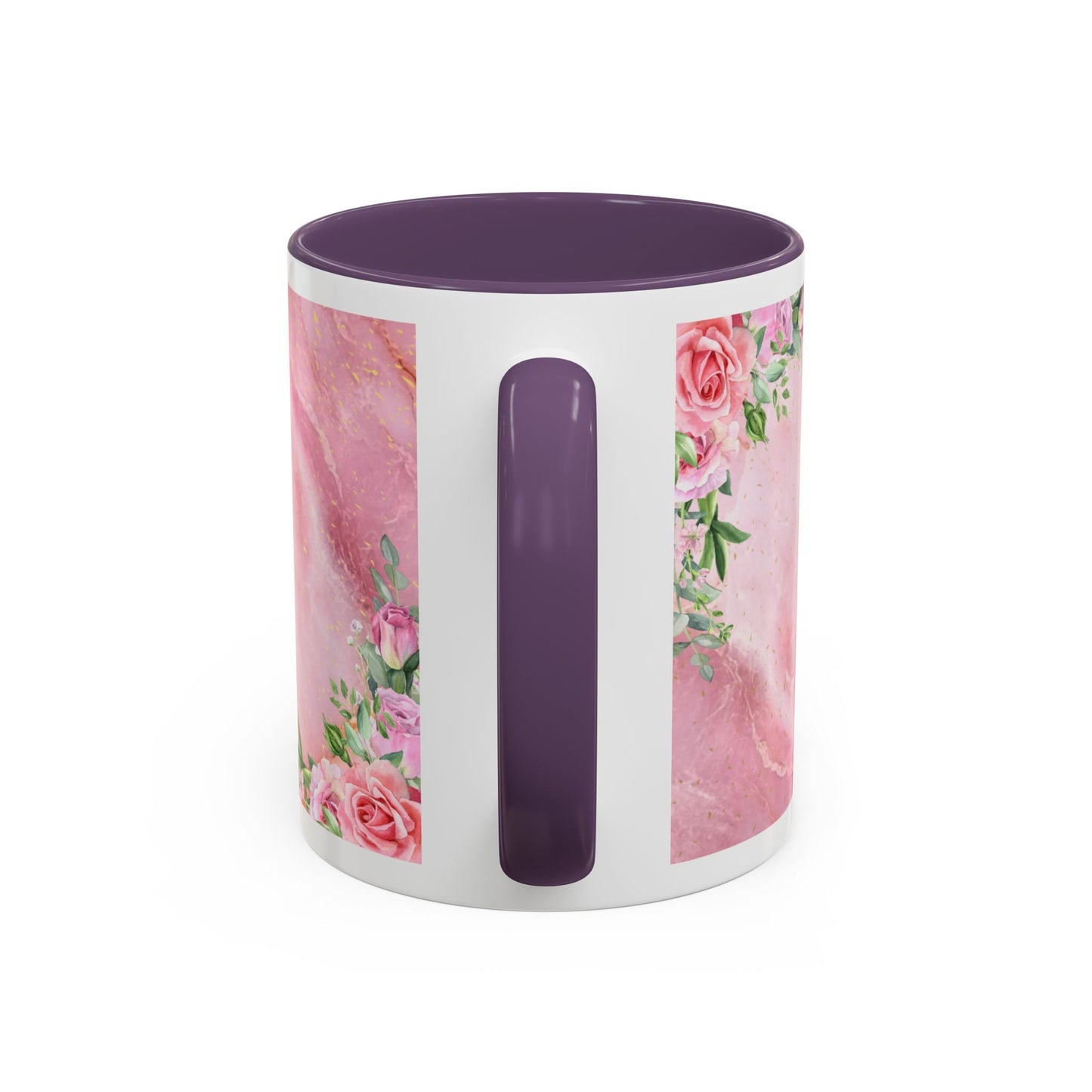 Mother’s Love Accent Coffee Mug — “A Mother's Love is the Heart of the Family” (Pink Floral, 11/15oz)