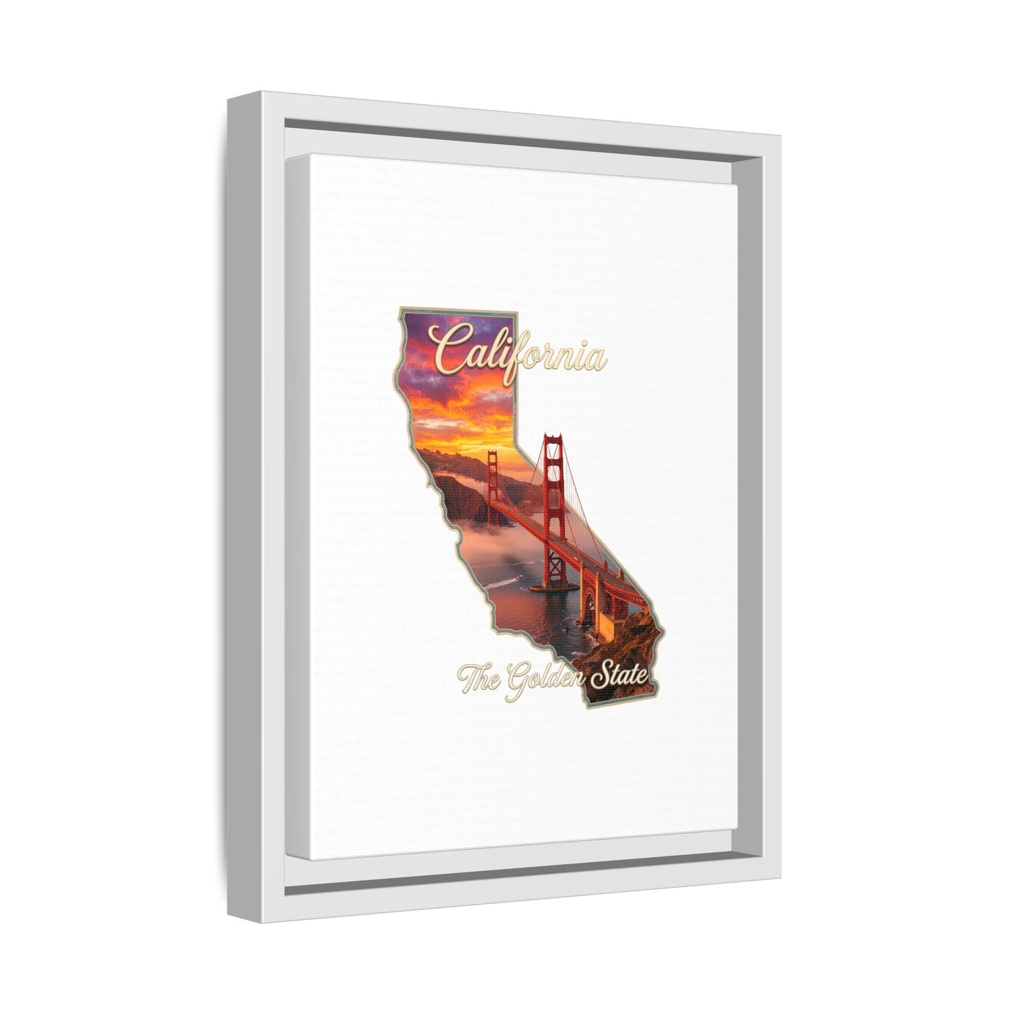 California Golden Gate Map Matte Canvas Print (Framed)
