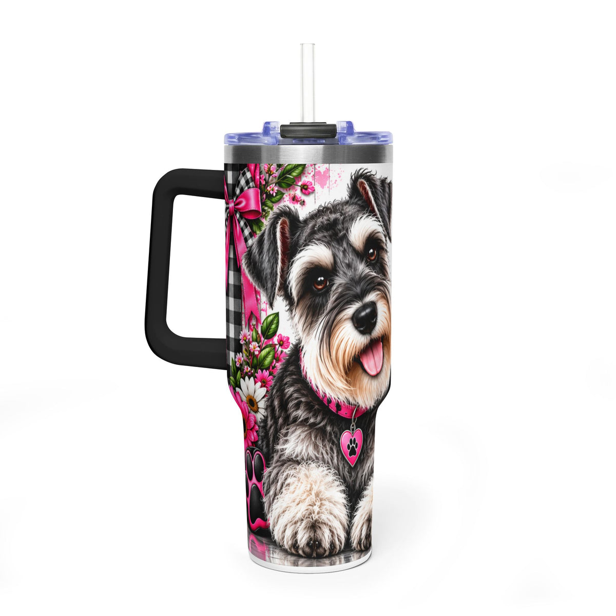 40oz Schnauzer Tumbler - "Life is Better with My Mini Schnauzer" Thermal Travel Cup