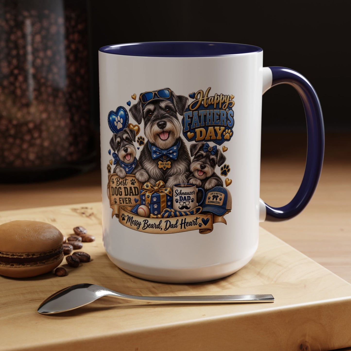 Father's Day Dog Dad Coffee Mug — "Happy Father's Day" Accent Mug (11/15oz)