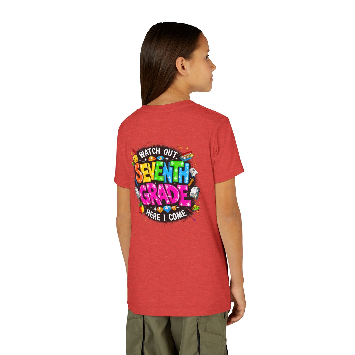 Seventh Grade Kids T-Shirt – “Watch Out Seventh Grade Here I Come” Back-to-School Tee