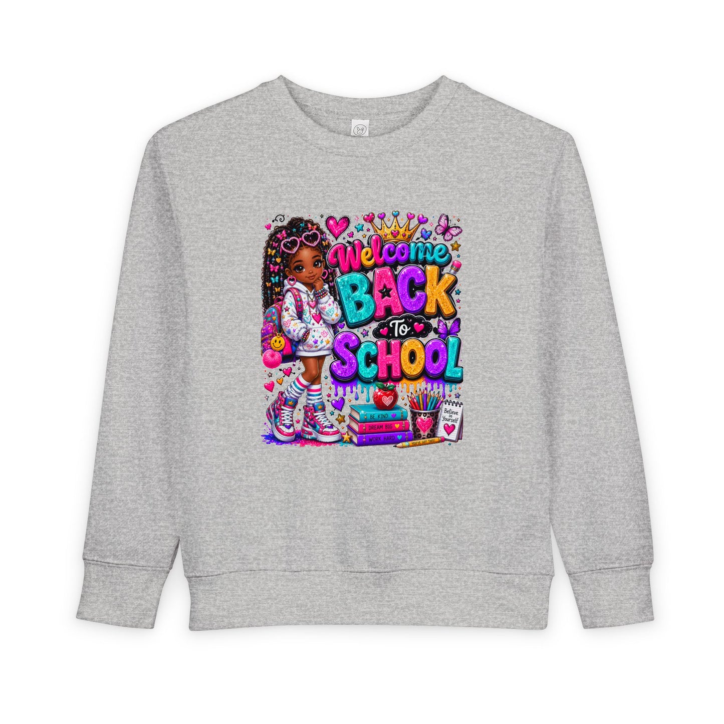 Welcome Back to School Toddler Sweatshirt — Cute African American Girl School Outfit