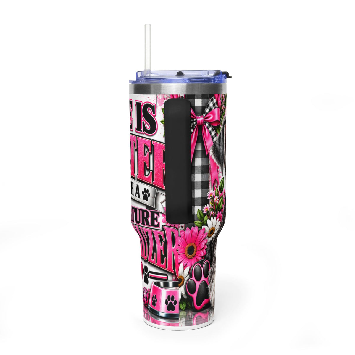40oz Schnauzer Tumbler - "Life is Better with My Mini Schnauzer" Thermal Travel Cup