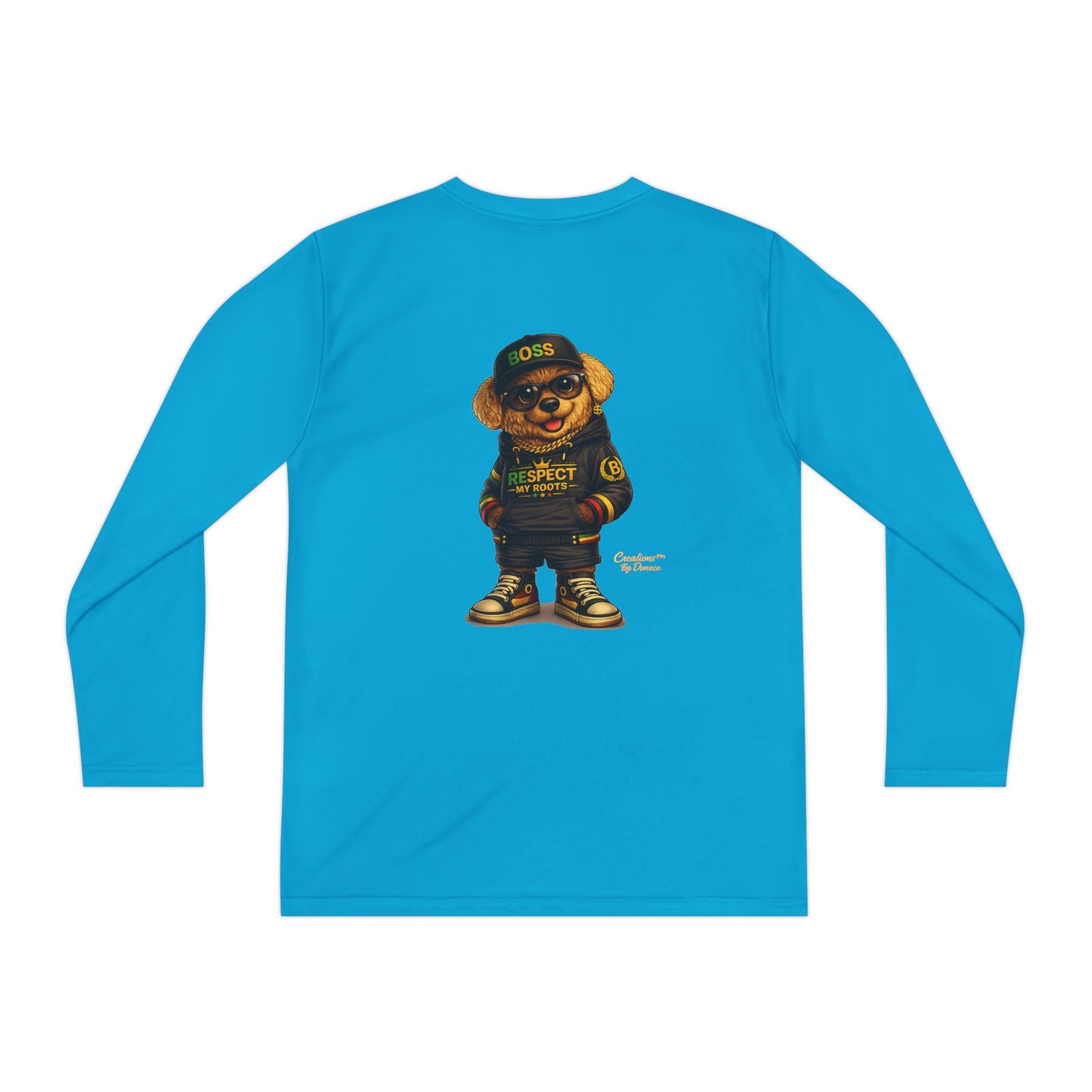 Youth Long Sleeve Tee — Streetwear Bear Graphic, 'Respect' Hip-Hop Kids Shirt