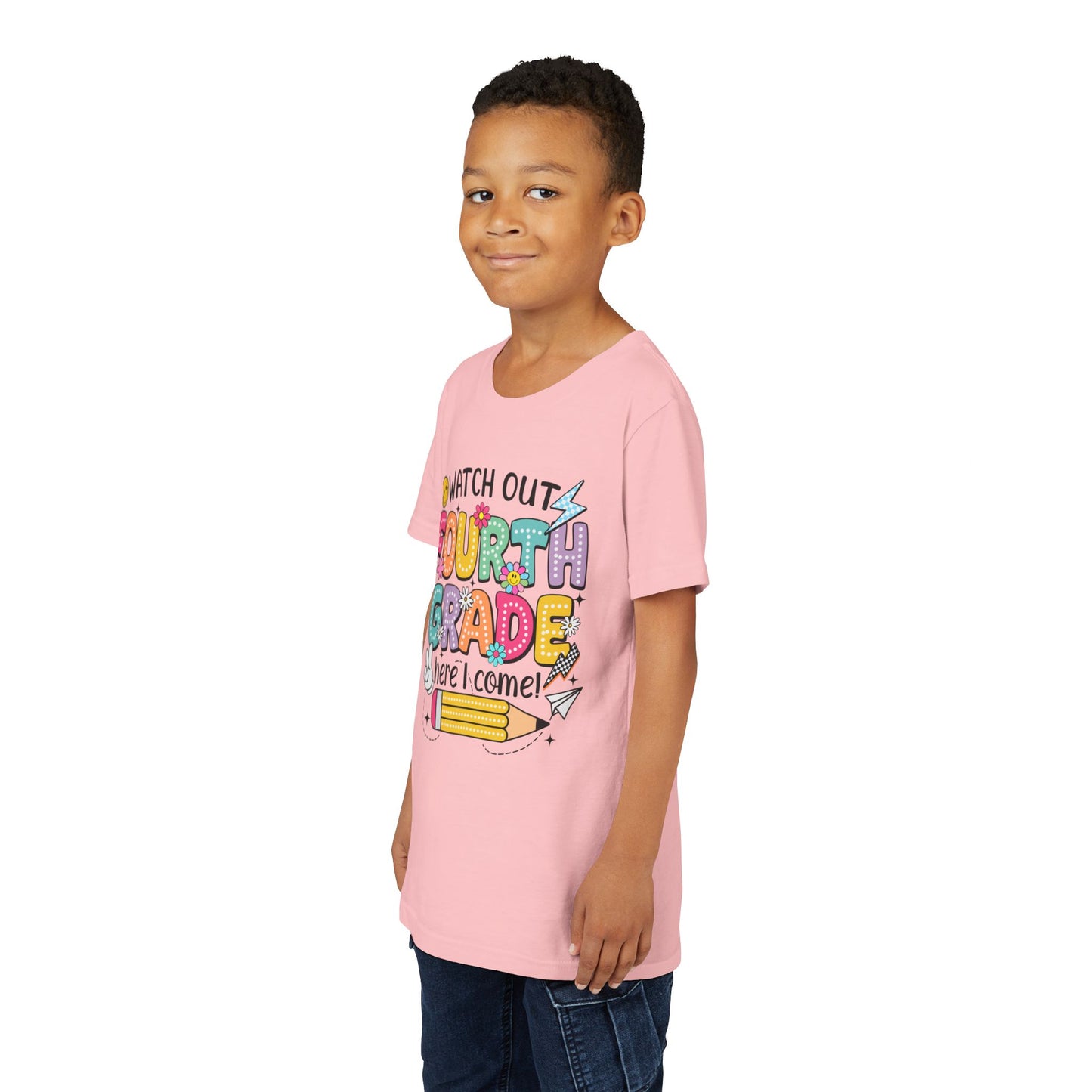 Watch Out Fourth Grade Here I Come Youth T‑Shirt — Back to School Kids Tee