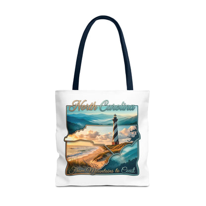 North Carolina Lighthouse Tote Bag — "From Mountains to Coast" Scenic Beach Tote