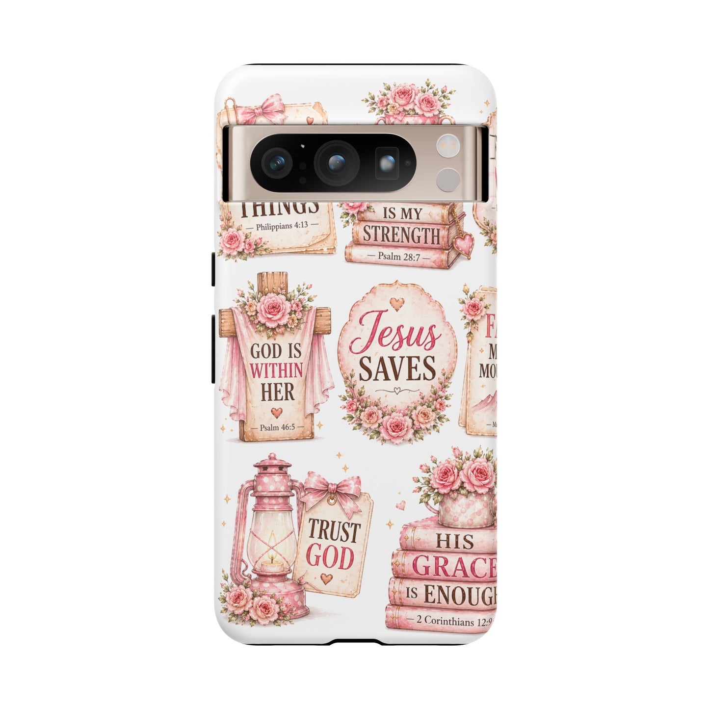 Faith Phone Case — 'Jesus Saves' Floral Christian Scripture iPhone Case
