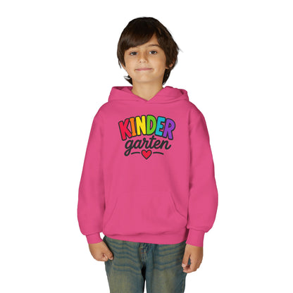 Kindergarten Kids Hoodie — Colorful Heart Graphic Back-to-School Sweatshirt