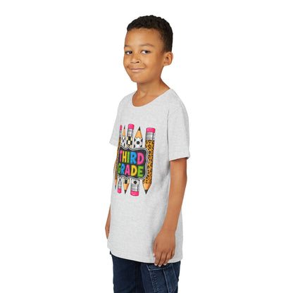 Third Grade Youth T-Shirt — Colorful Pencil Back-to-School Tee