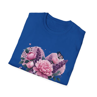 Mother's Day Floral T-Shirt — "Mother's Day I Love You" Heart Bouquet