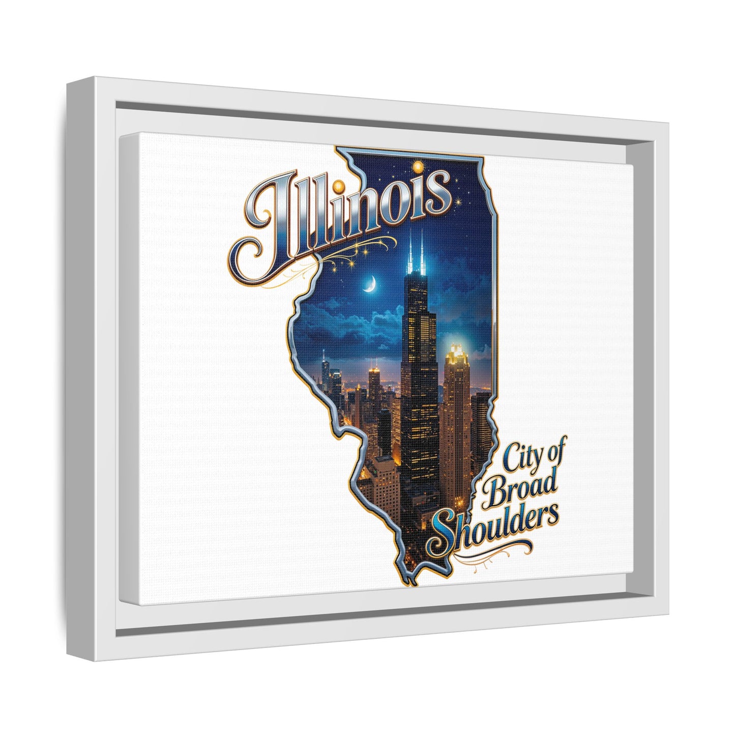 Illinois City of Broad Shoulders Matte Canvas Framed Wall Art