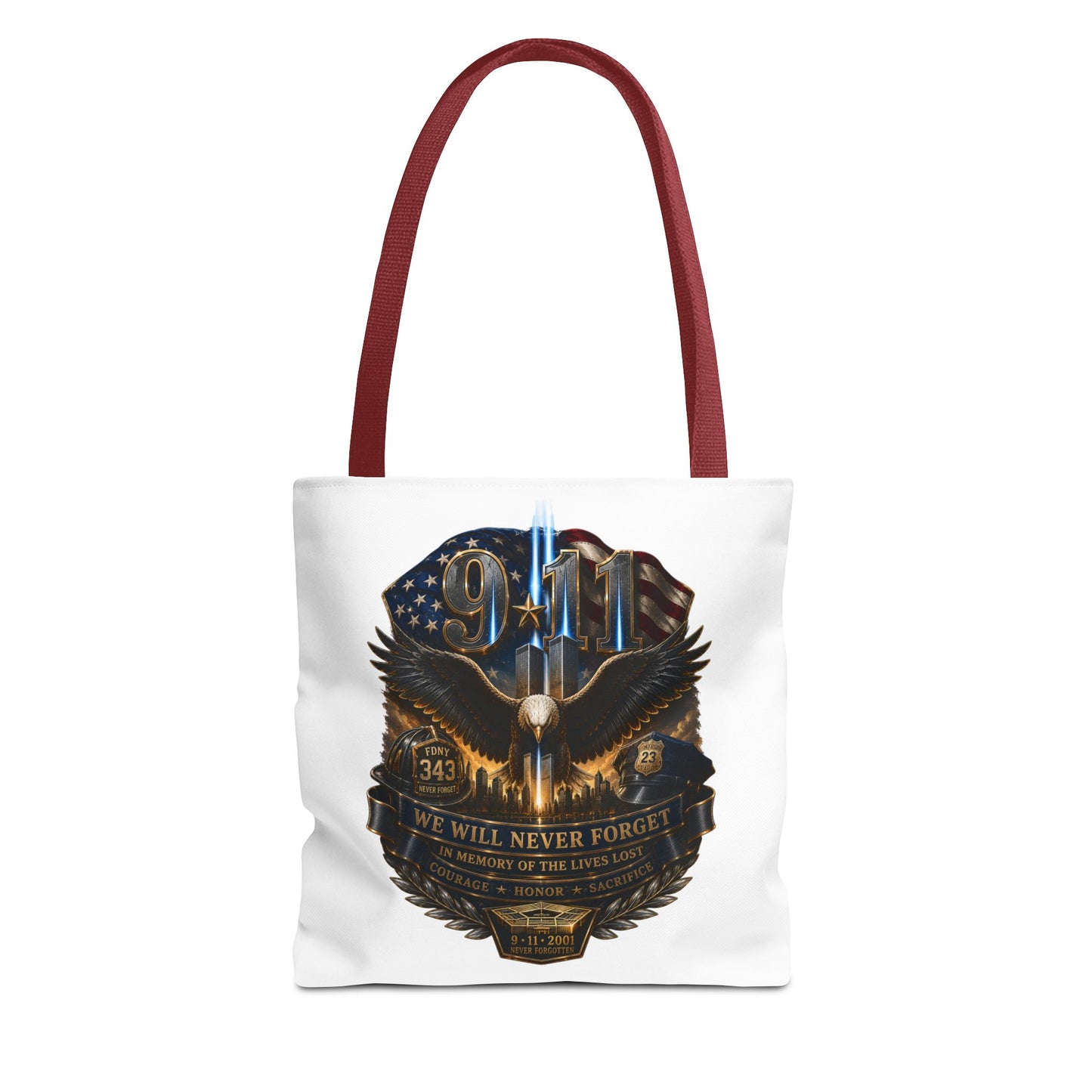 9/11 Memorial Eagle Tote Bag – Never Forget Tribute Tote
