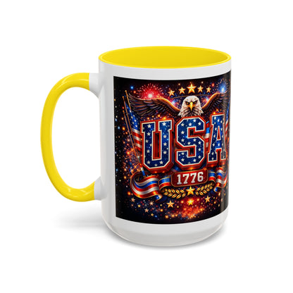 USA Eagle Coffee Mug – Patriotic 1776 Accent Mug (11/15oz)