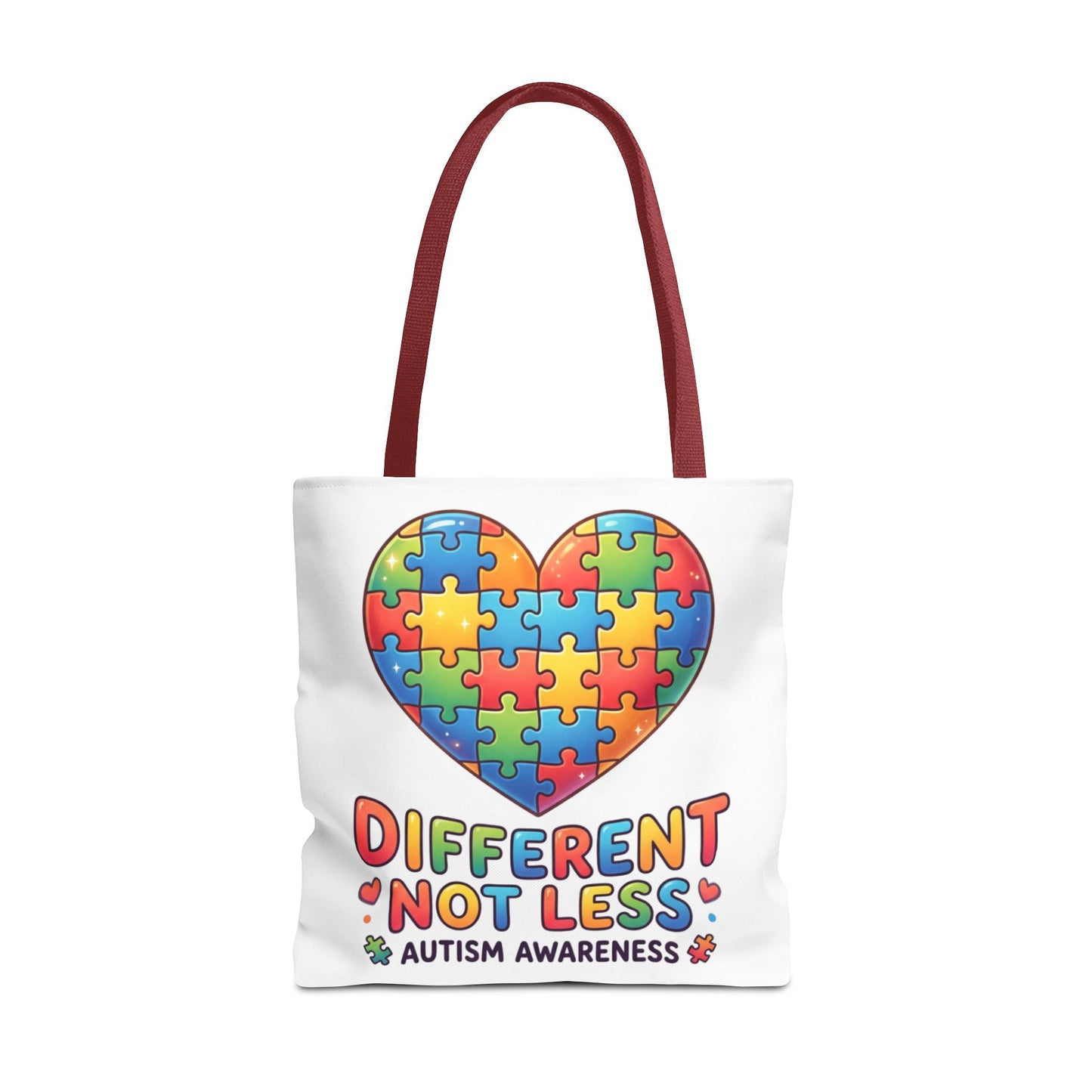 Autism Awareness Tote Bag — "Different Not Less" Puzzle Heart