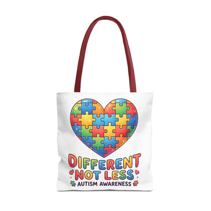 Autism Awareness Tote Bag — "Different Not Less" Puzzle Heart