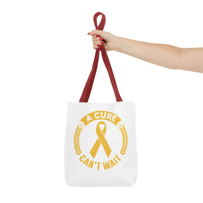 A Cure Can’t Wait Gold Ribbon Tote Bag — Cancer Awareness Support Tote