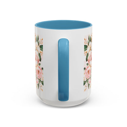 Mom Floral Accent Coffee Mug — Pink Roses Mother's Day Gift (11/15oz)