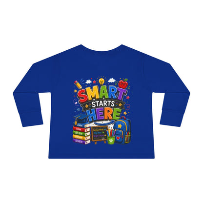 Smart Starts Here Toddler Long Sleeve Tee — Back-to-School Kids Shirt