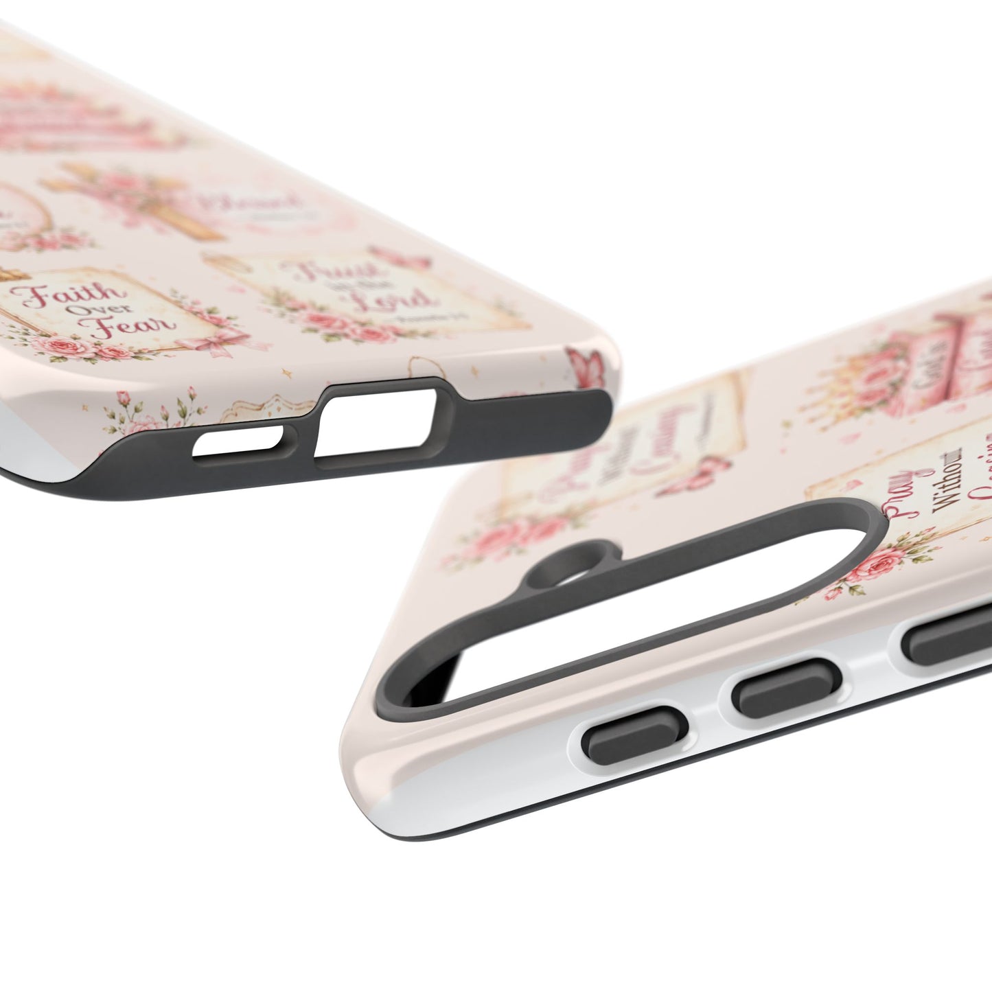 Christian Floral Phone Case — "Pray Without Ceasing" Faith Cross Design