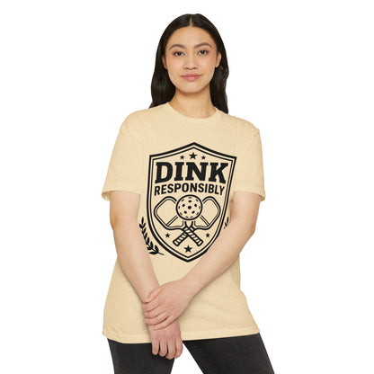 Dink Responsibly Pickleball T-Shirt — Vintage Shield Design