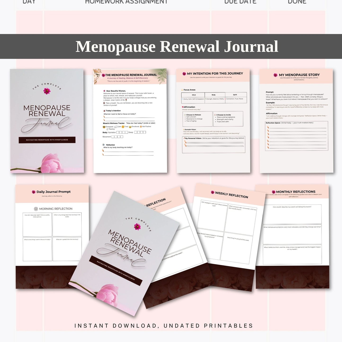 Menopause Renewal Journal Printable | Self-Care, Healing & Wellness Reflection Journal