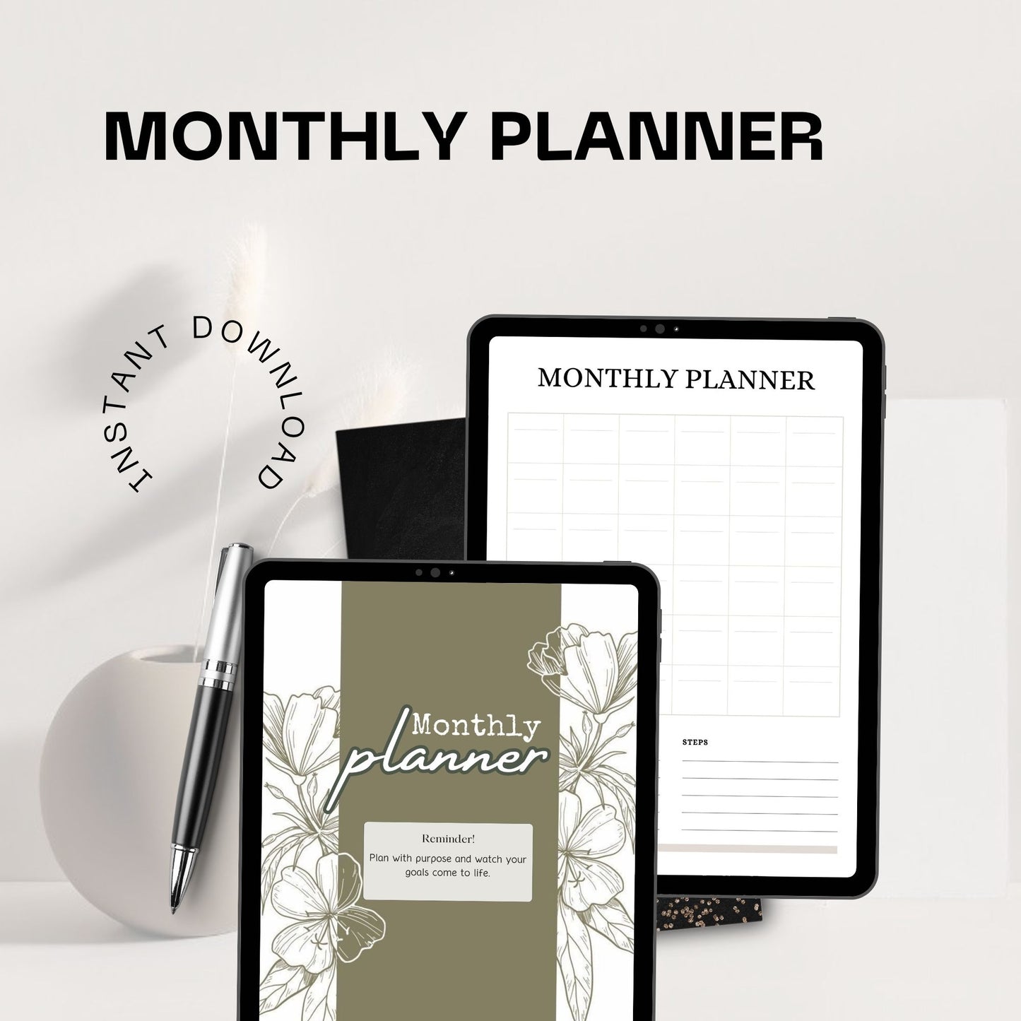 monthly planner, calendar planner, goal planner, monthly pdf, planner printable, schedule planner, organizer pdf, productivity, monthly schedule, task planner, planner template, home planner, work planner