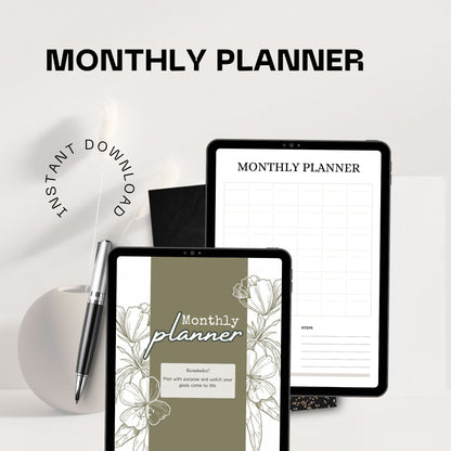 monthly planner, calendar planner, goal planner, monthly pdf, planner printable, schedule planner, organizer pdf, productivity, monthly schedule, task planner, planner template, home planner, work planner