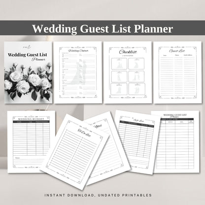 Wedding Guest List Planner Printable | RSVP Tracker | Wedding Guest Organizer | Bridal Planning Sheet | Guest List Template