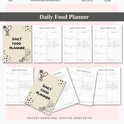 Daily Food Planner | Meal & Nutrition Tracker | Healthy Eating Planner | Food Journal | Diet & Meal Log Printable