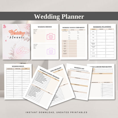 Wedding Planner Printable | Bridal Planner | Wedding Organizer | Wedding Checklist | Budget & Timeline Planner PDF