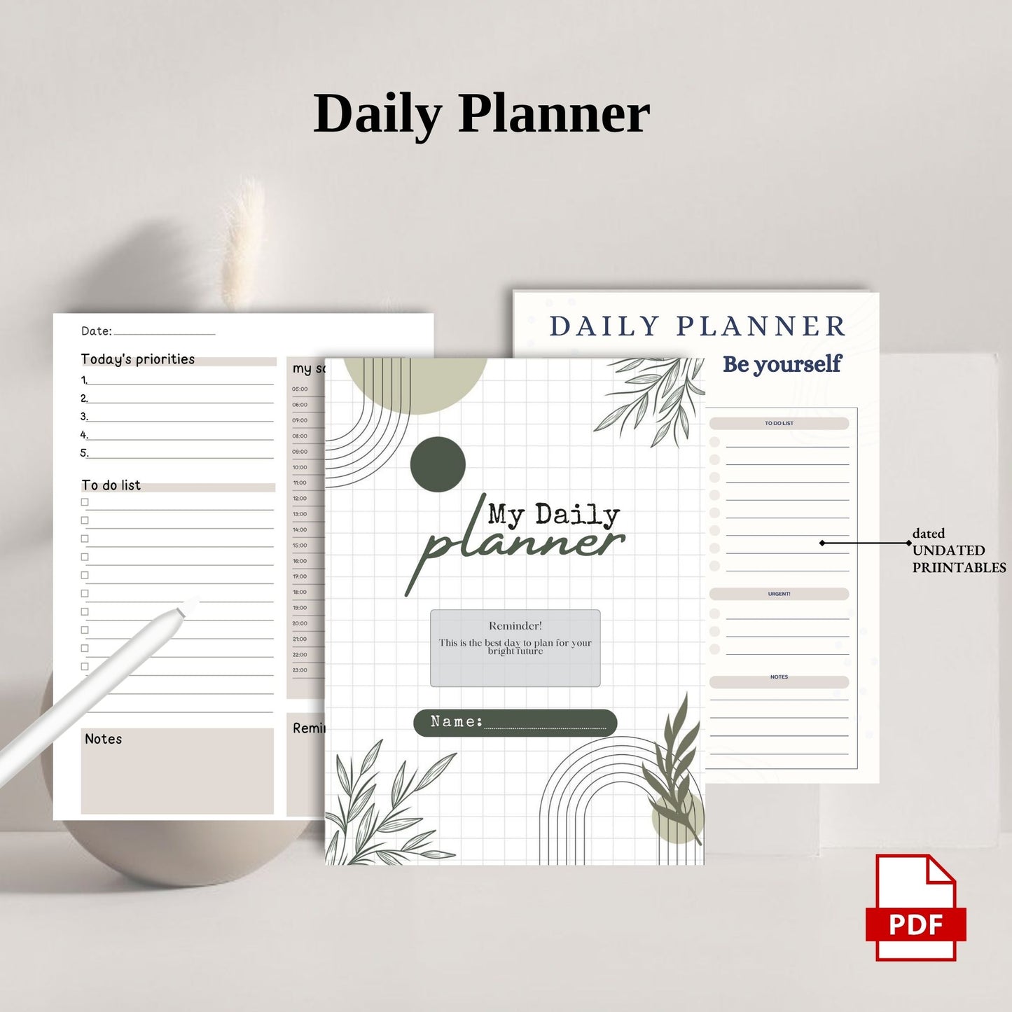 Daily Planner Printable | Productivity Planner | To Do List Planner | Time Management Planner | Daily Schedule PDF