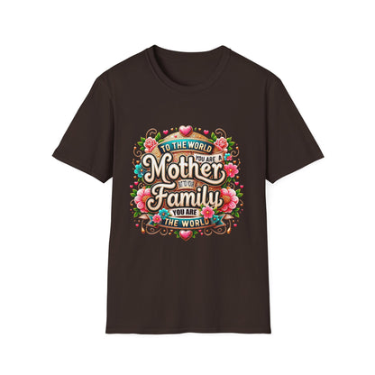Mother You Are My World Floral T‑Shirt — Gift for Mom, Family Love Tee