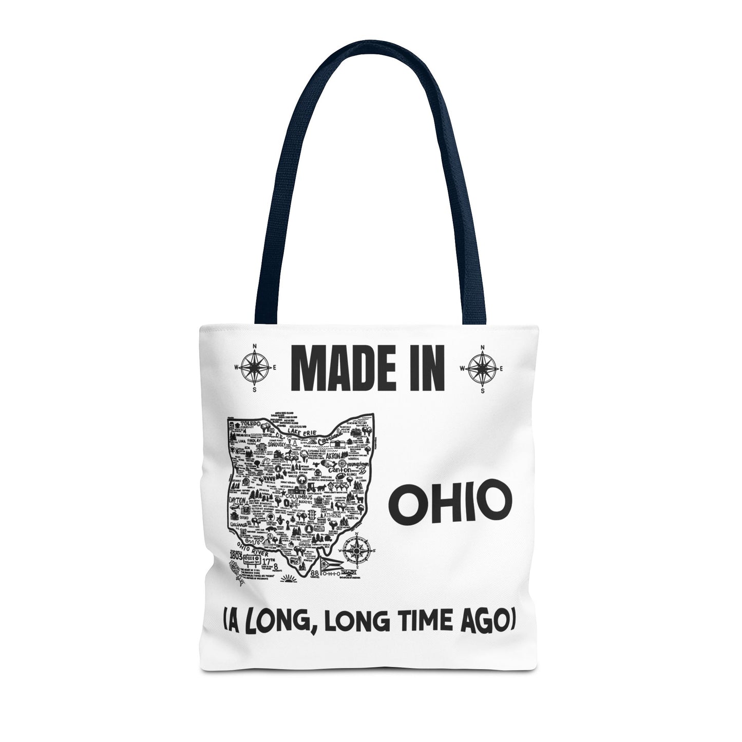 Made in Ohio Tote Bag — Vintage Map Design "A Long, Long Time Ago"