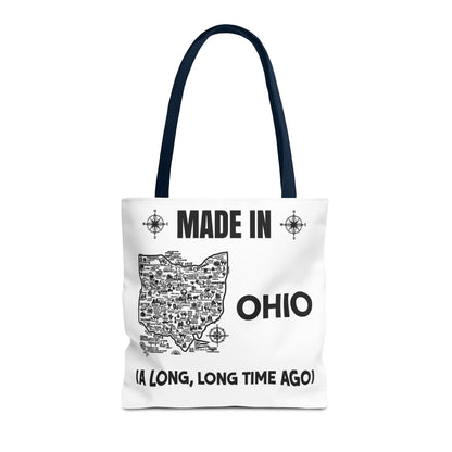 Made in Ohio Tote Bag — Vintage Map Design "A Long, Long Time Ago"