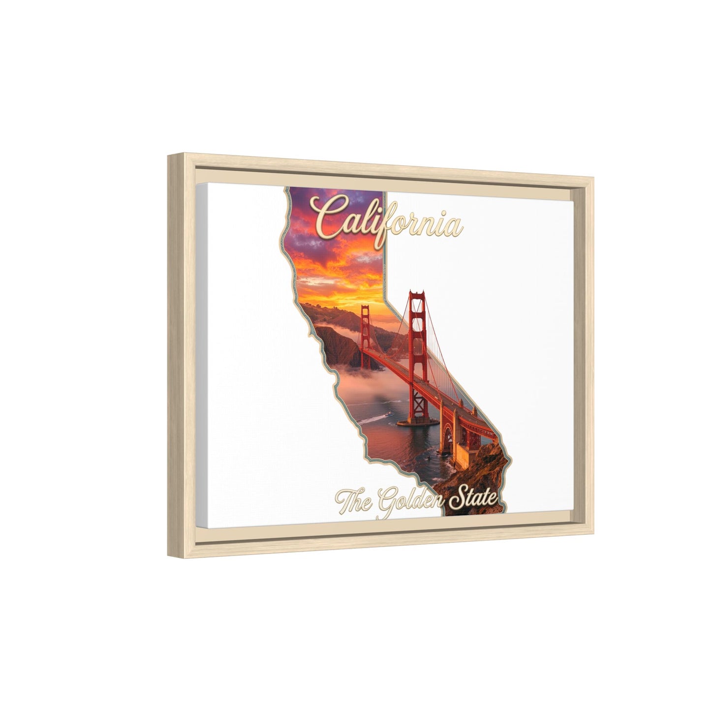 California Golden Gate Map Matte Canvas Print (Framed)