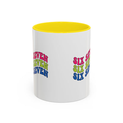 Six Seven Retro Accent Coffee Mug — Colorful 11/15oz Ceramic Tea Cup