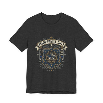 Police Badge Shield T‑Shirt — "Faith • Family • Duty" Graphic Tee